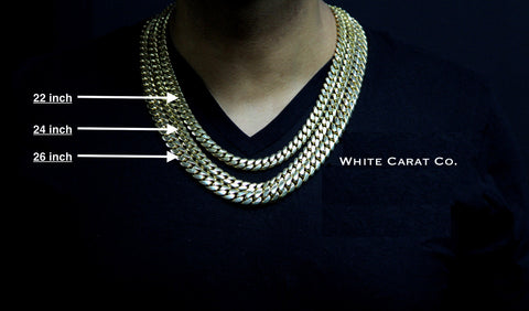 7mm - Elite Miami Cuban Chain in 10K Gold - White Carat - USA & Canada