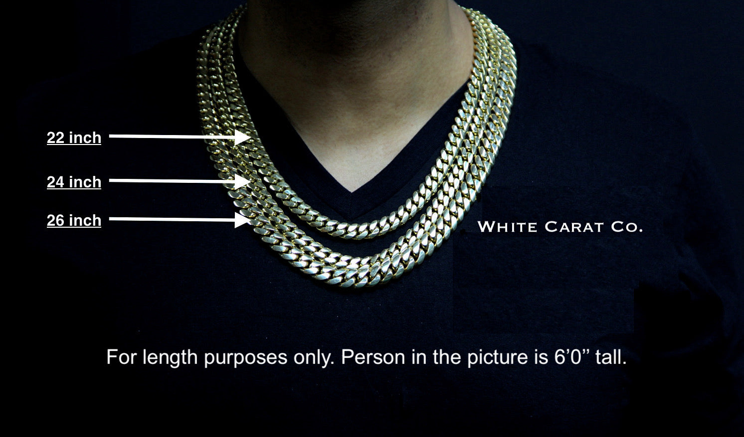 13mm - Elite Miami Cuban Chain in 10K Gold - White Carat - USA & Canada