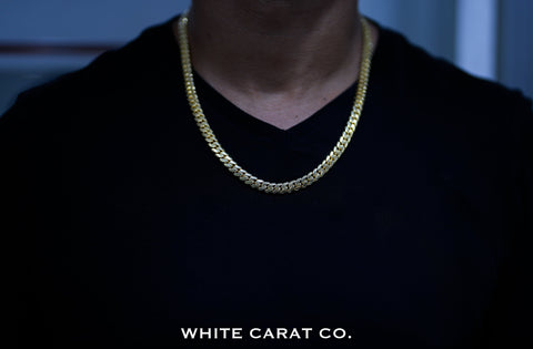 8mm - Elite Miami Cuban in 10K Gold - White Carat - USA & Canada