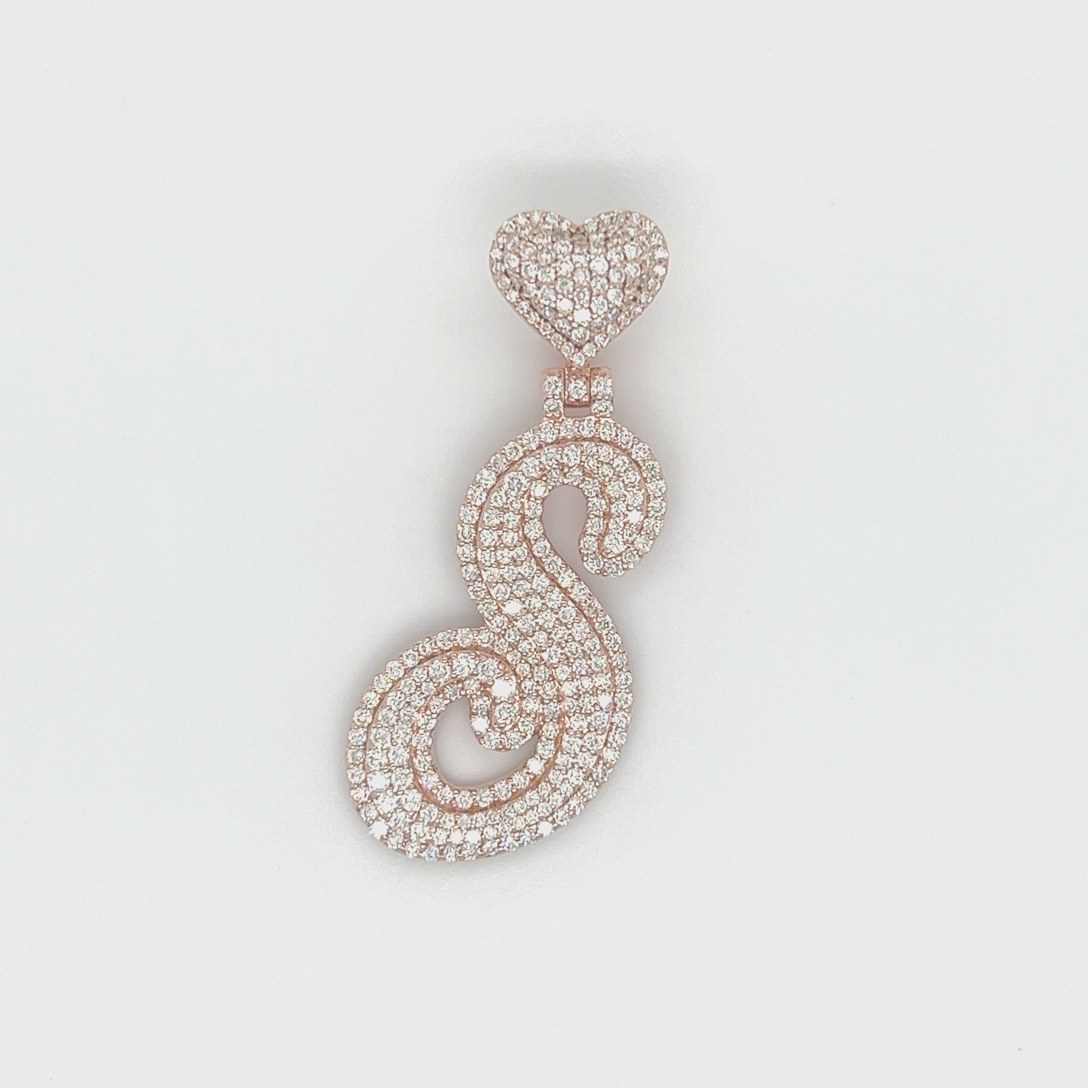 2.10 CT. Diamond Letter "S" W/ Heart Bail Pendant