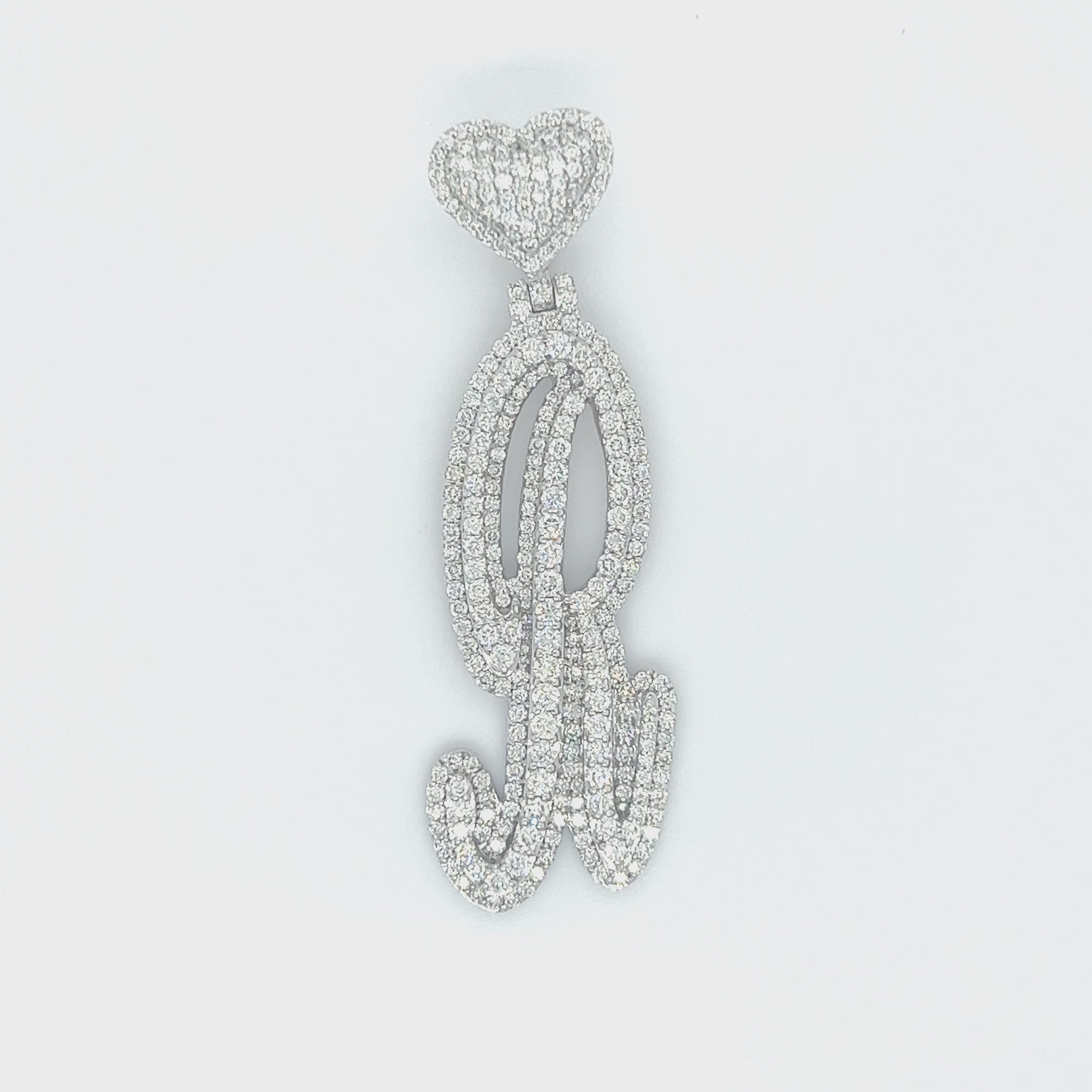 2.79 CT. Diamond Letter "R" Pendant w/ Heart Bail
