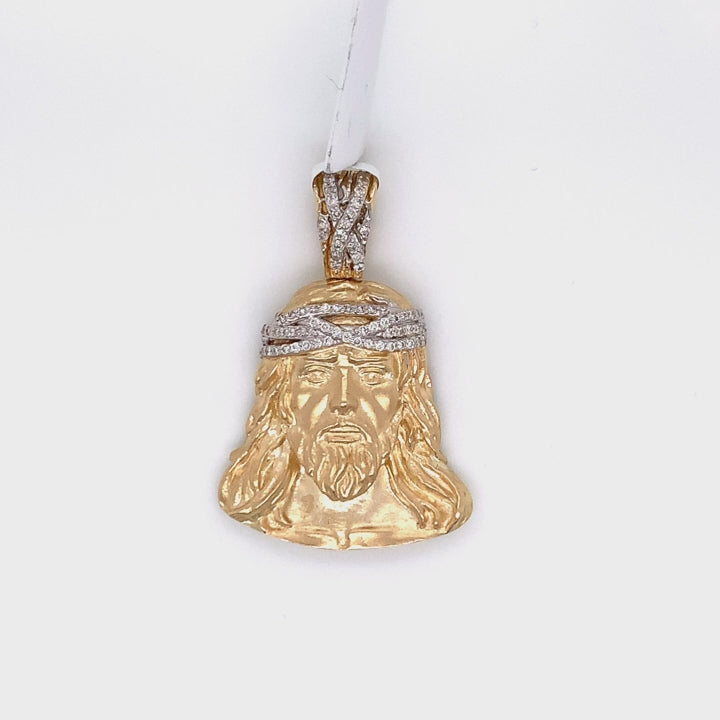 0.50 CT. Diamond Jesus Pendant Gold 14K