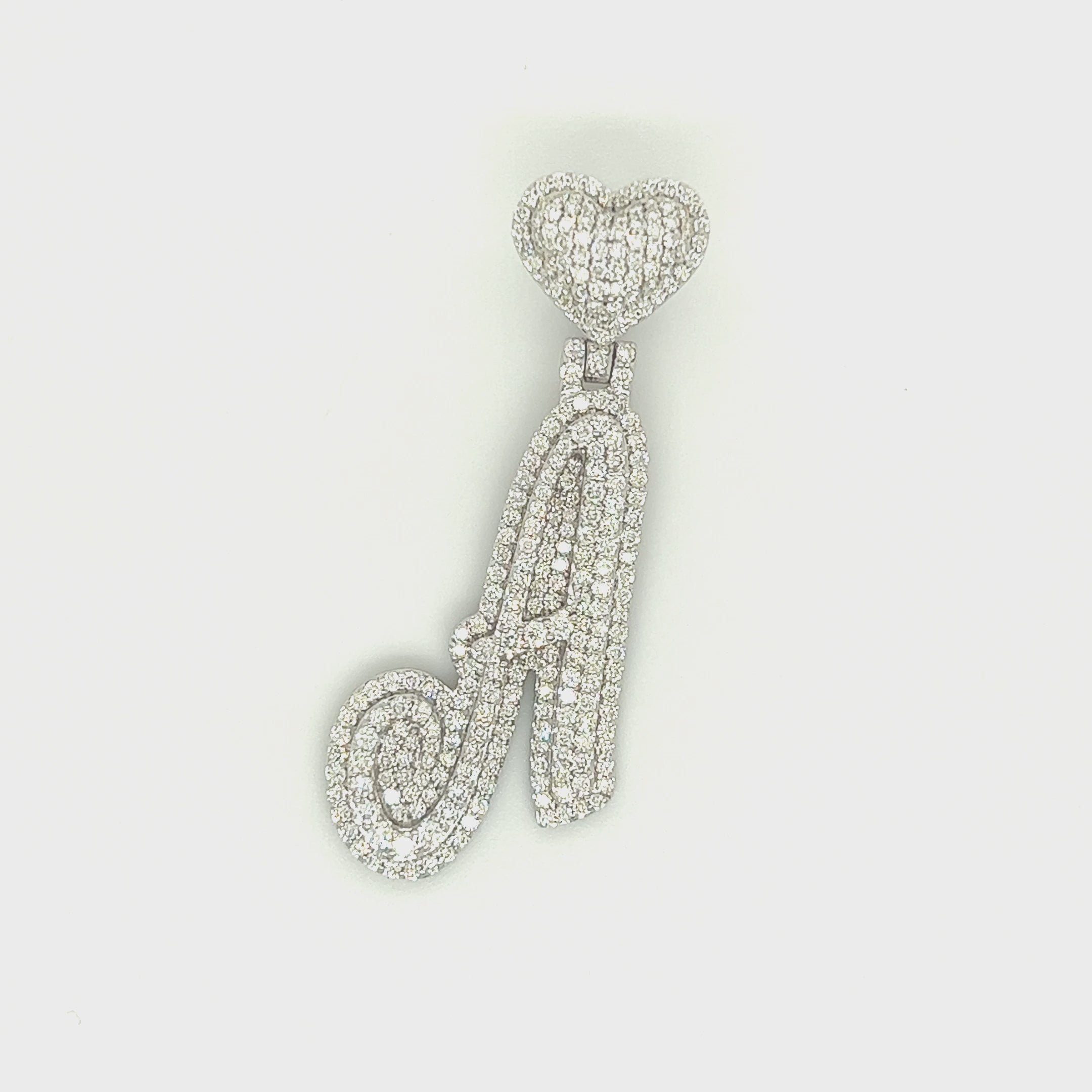 1.95 CT. Letter "A" Diamond Pendant w/ Heart Bail