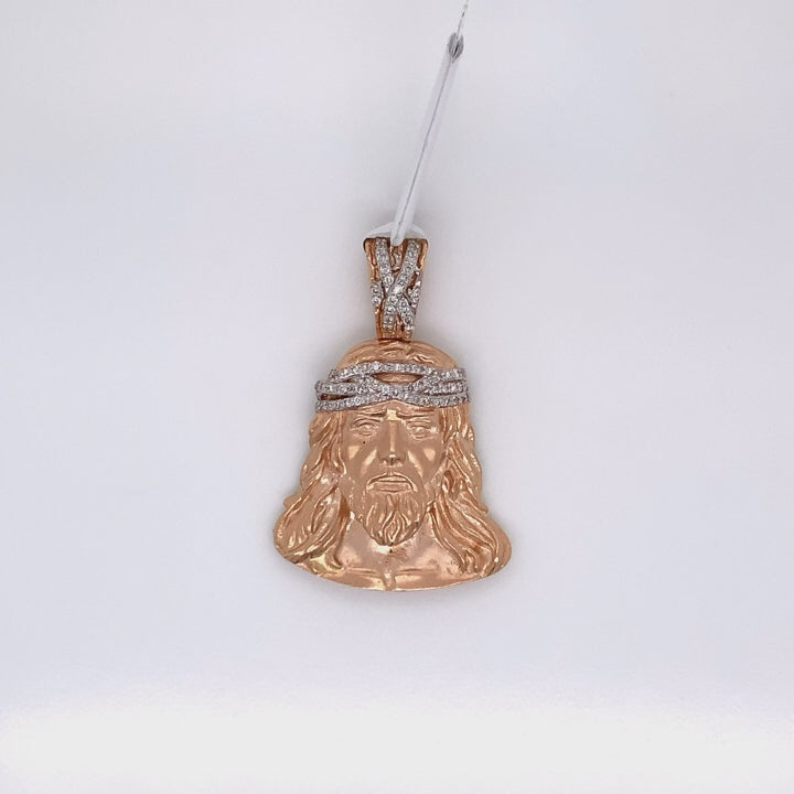 0.50 CT. Diamond Jesus Pendant Gold 14K
