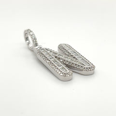 1.50CT. Diamond Baguette Initial 'N' Pendant in 10K White Gold - White Carat - USA & Canada