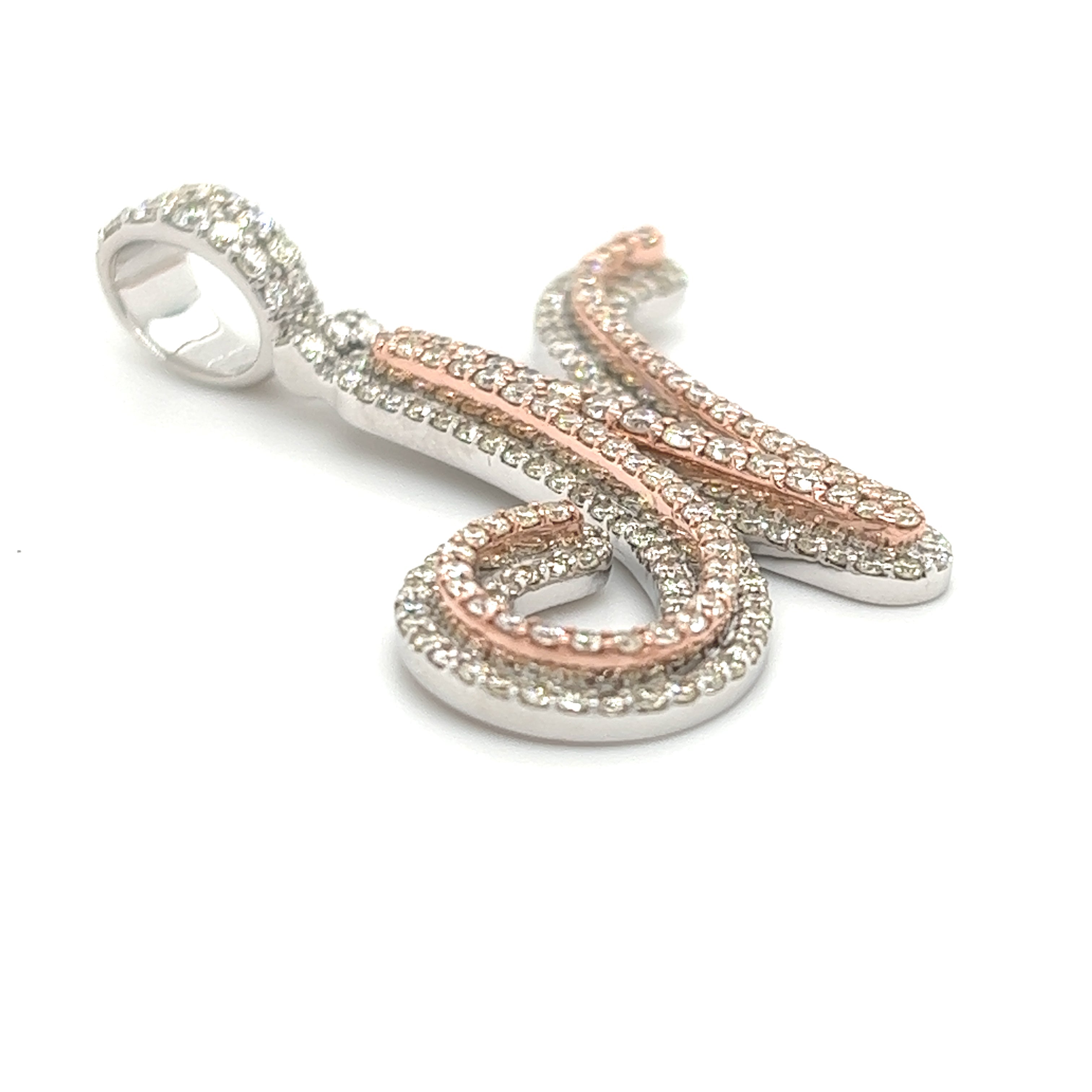 3.50CT. Diamond Double Layer "N" Pendant in 10K White and Rose Gold - White Carat - USA & Canada