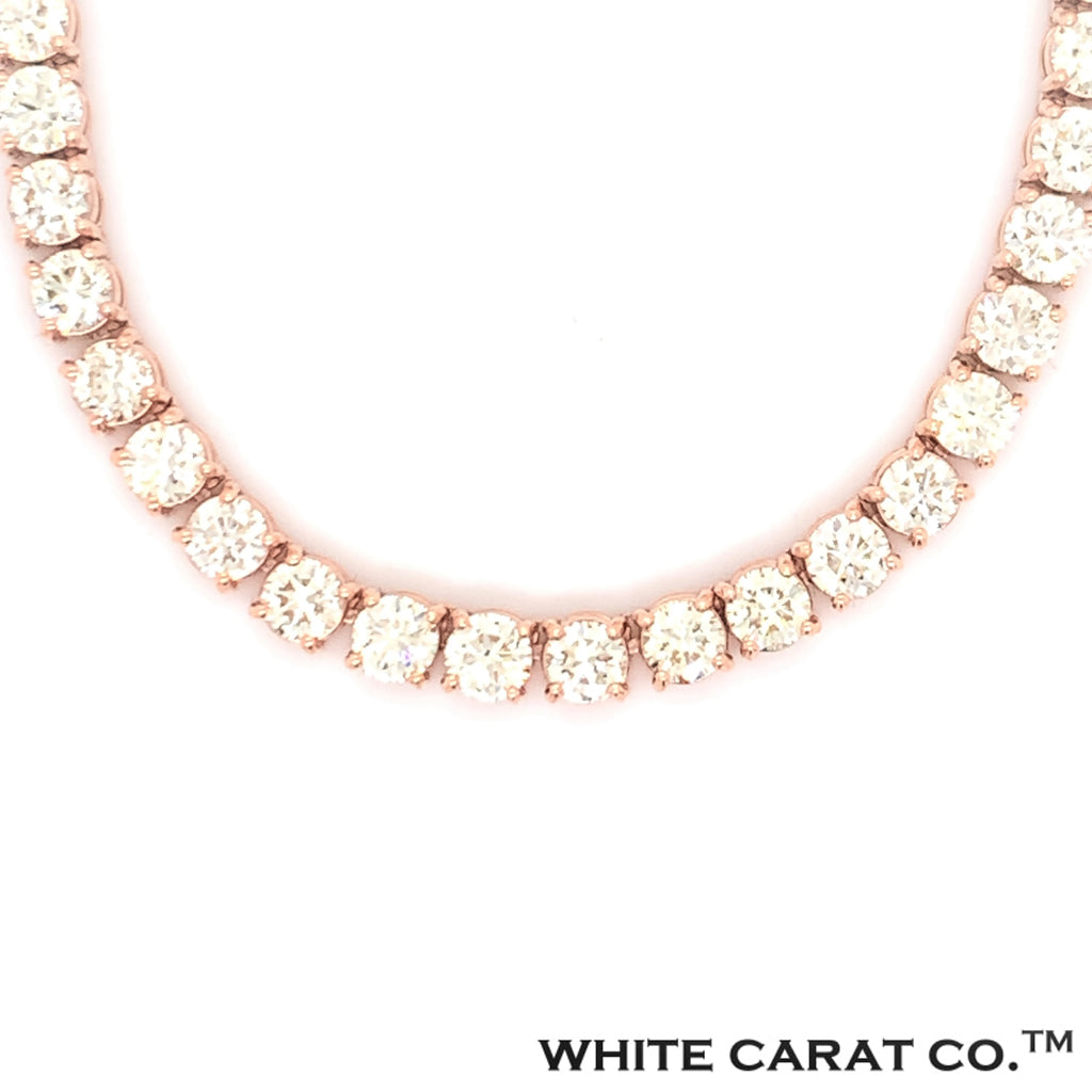 10PT- 15.20 CT. VVS Tennis Necklace in 14K Rose Gold (4 Prong) - White Carat - USA & Canada