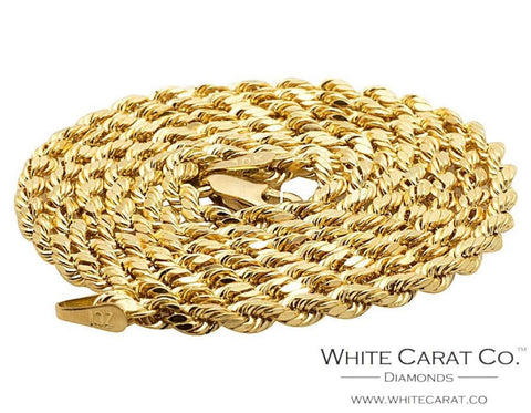 10K Solid Gold Rope Chain - 6mm - White Carat - USA & Canada