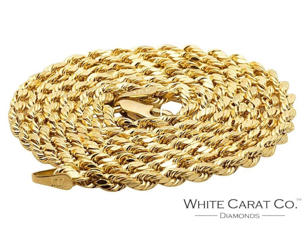 10K Gold Rope Chain (Regular)- 3mm - White Carat - USA & Canada