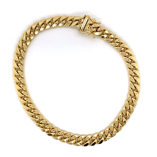 10K Semi-Solid Gold Miami Cuban Bracelet - 4.5MM - White Carat Diamonds 