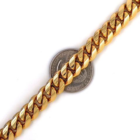 10K Gold Solid Miami Cuban Chain - 10.5mm - White Carat Diamonds 