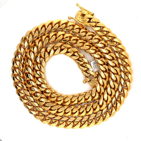 10K Gold Solid Miami Cuban Chain - 9mm - White Carat Diamonds 