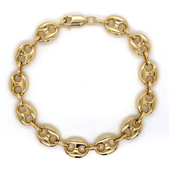 10K Gold Puffed Mariner Bracelet (Regular)-10.5MM - White Carat Diamonds 