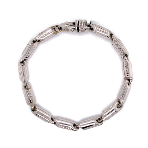 6mm White Gold Semi-Solid Bullet Bracelet 10K - White Carat - USA & Canada