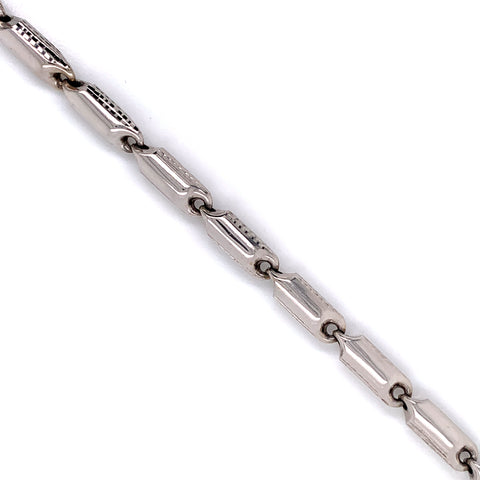 10K White Gold Semi-Solid Bullet Bracelet - 6MM - White Carat Diamonds 