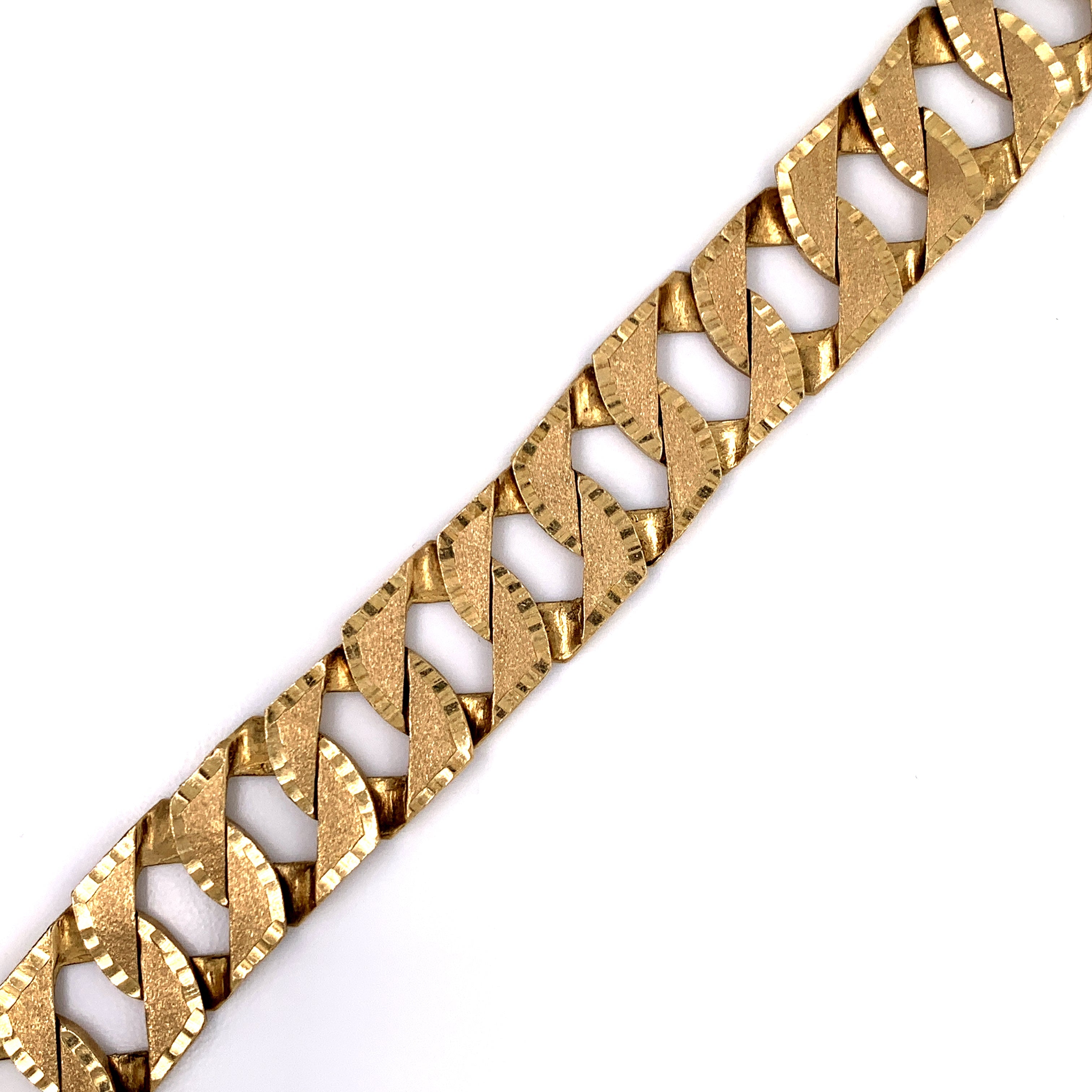 10K Gold Semi-Solid Square-Curve Cuban Bracelet - 17MM - White Carat Diamonds 