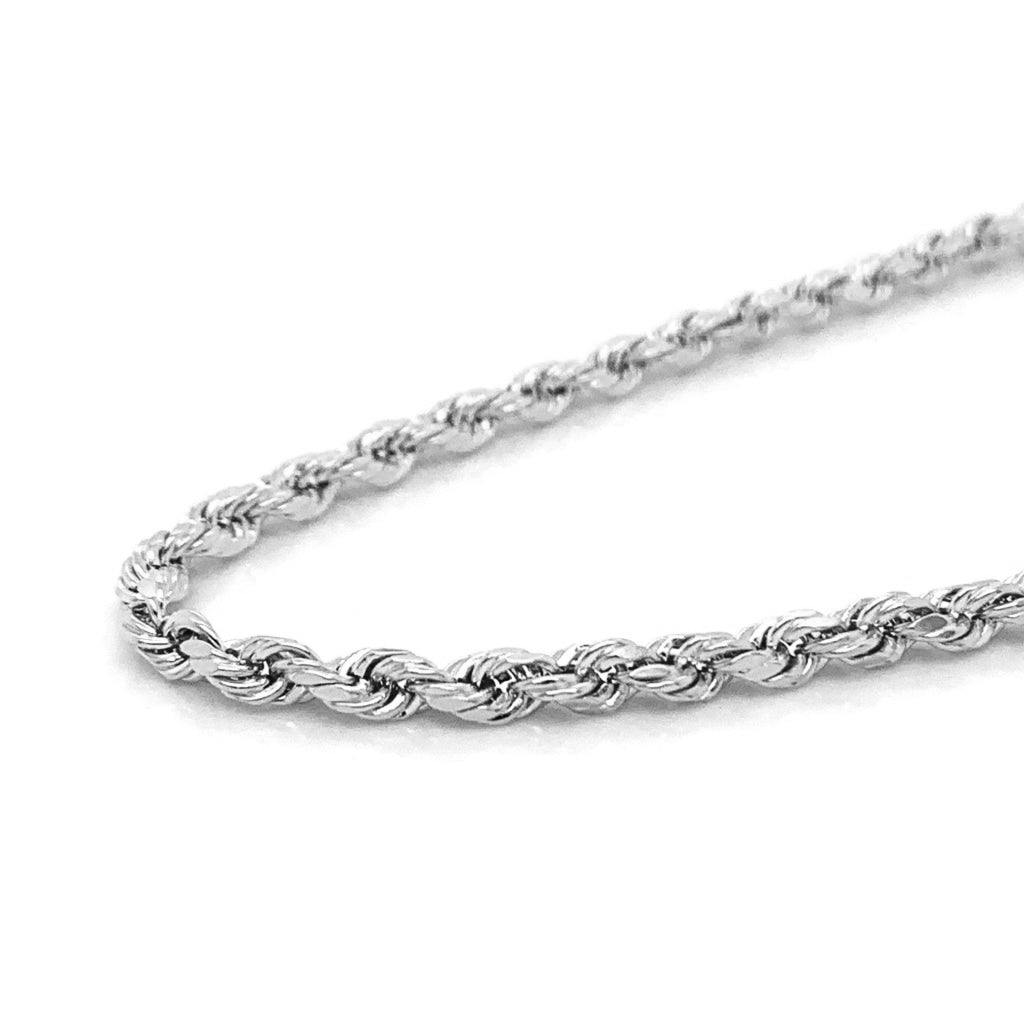 14k White Gold Solid 2mm Diamond Cut Rope Chain Necklace Mens Womens 16 14k White Gold Solid 2mm Diamond Cut Rope Chain Necklace Mens Womens 16