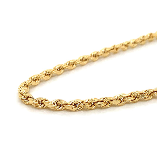 10K Gold Rope Chain (Regular)- 2.5mm - White Carat Diamonds 