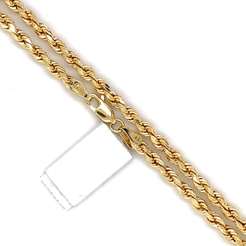 10K Gold Rope Chain (Regular)- 4mm - White Carat Diamonds 