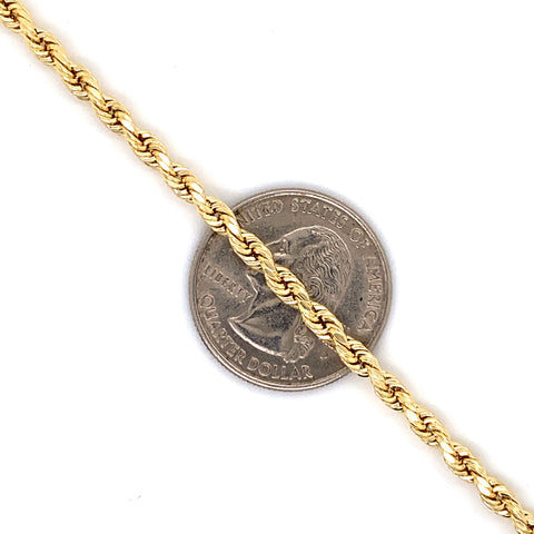 14K Gold Rope Chain (Regular)- 4mm - White Carat Diamonds 