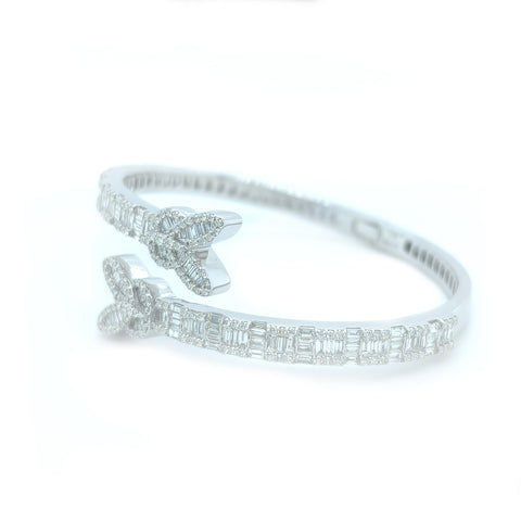 Butterfly Bangle Baguette Diamond Bracelet 14K - White Carat - USA & Canada