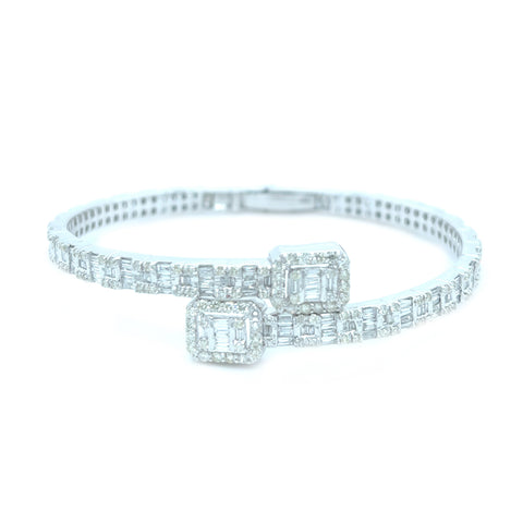 4.20 CT. Baguette Bangle Diamond Bracelet 14K - White Carat - USA & Canada