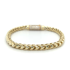 3.25 CT. Gold Franco Diamond Gold Lock Bracelet 14K - White Carat - USA & Canada