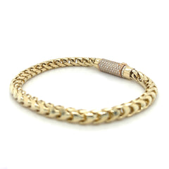 3.25 CT. Gold Franco Diamond Gold Lock Bracelet 14K - White Carat - USA & Canada
