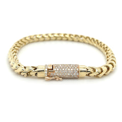 3.25 CT. Gold Franco Diamond Gold Lock Bracelet 14K - White Carat - USA & Canada