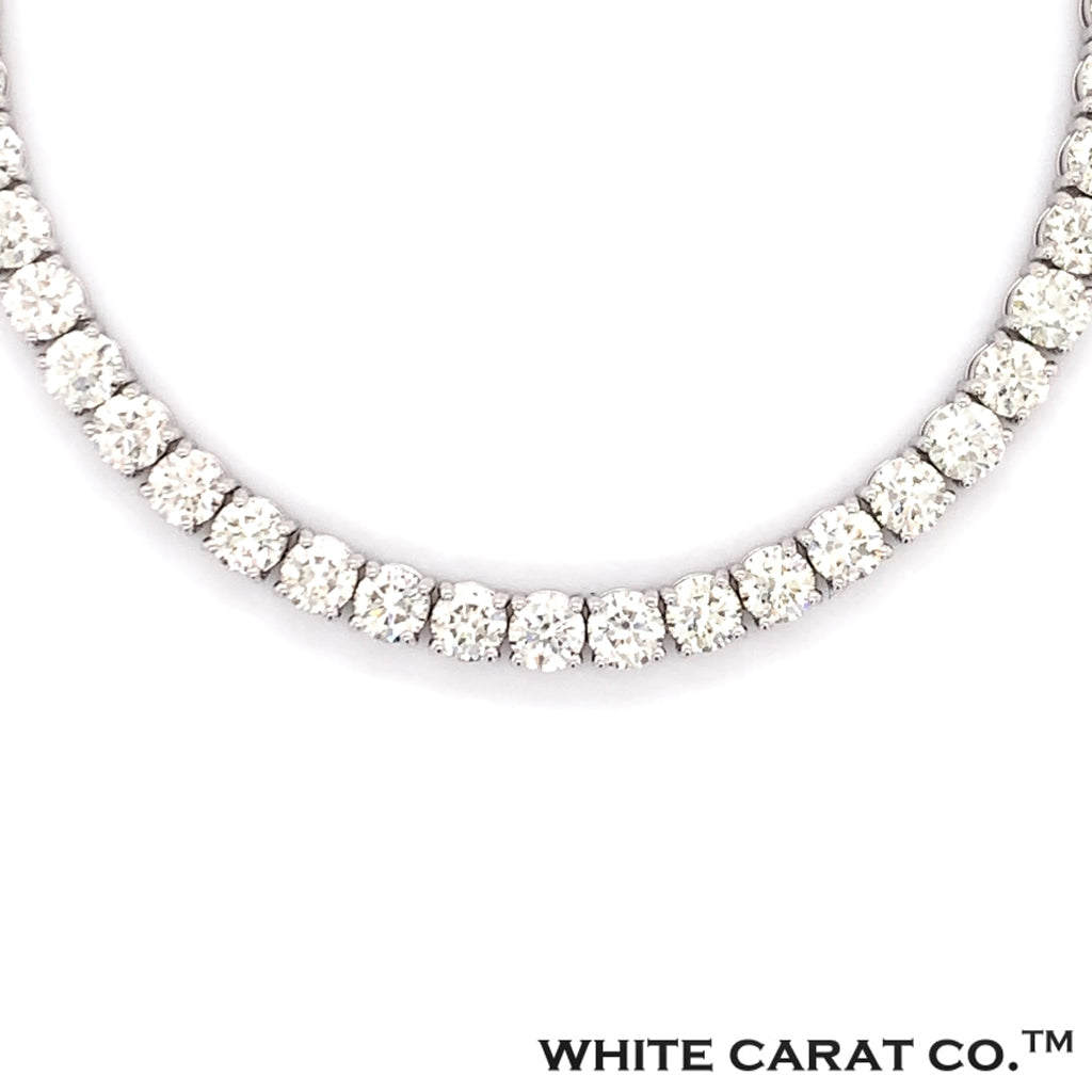 10PT- 15.20 CT. VVS Tennis Necklace in 14K White Gold (4 Prong) - White Carat - USA & Canada
