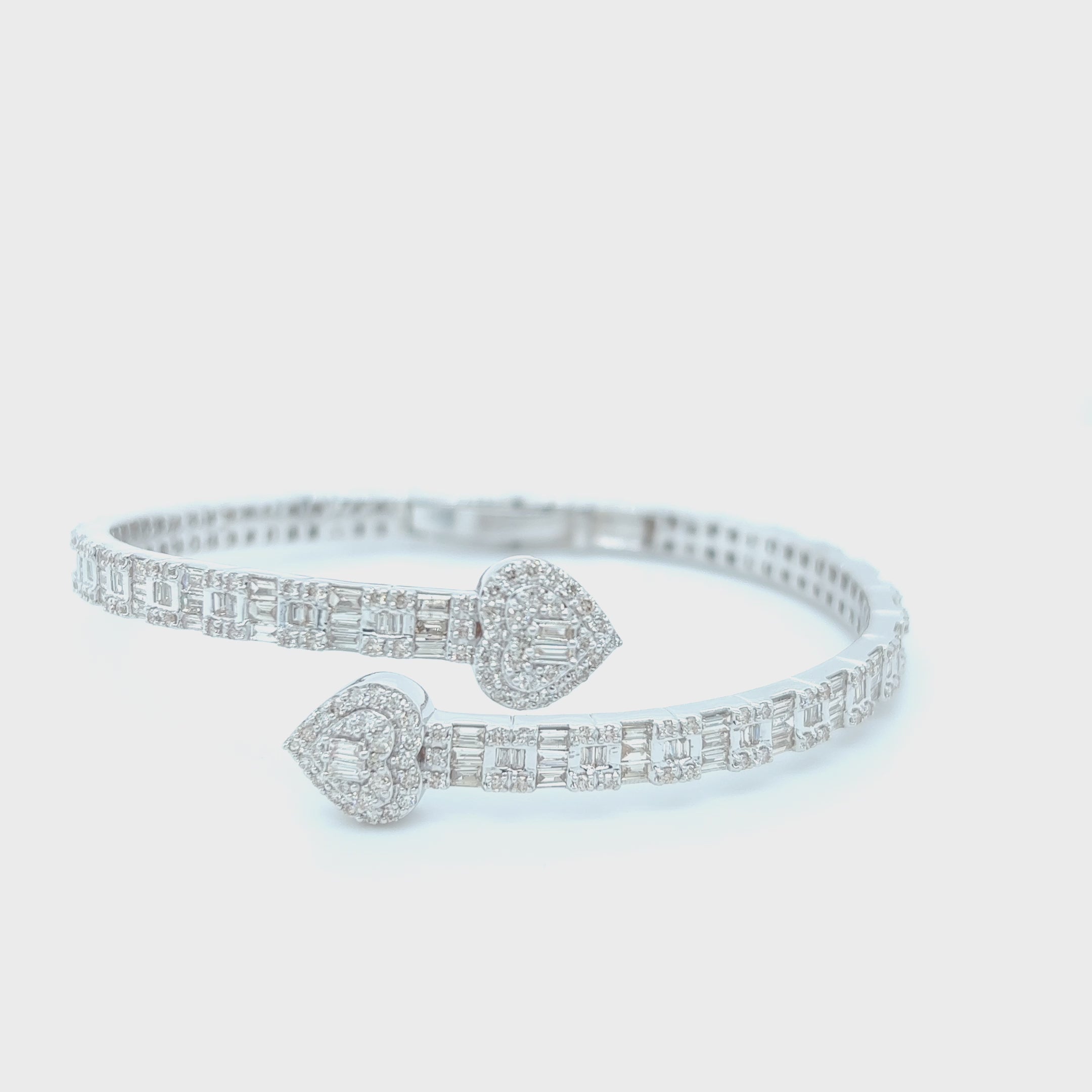 4.75 CT. Heart Bangle Baguette Diamond Bracelet