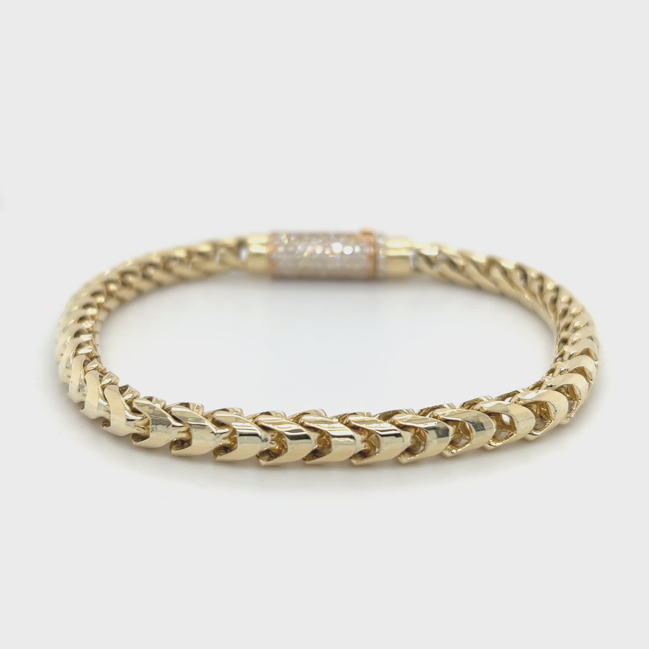 3.25 CT. Gold Franco Bracelet w/ Diamond Lock