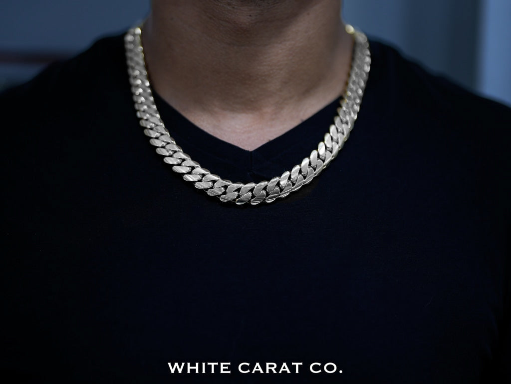 12mm - Elite Miami Cuban Chain in 14K White Gold - White Carat - USA & Canada