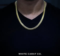 12mm - Elite Miami Cuban Chain in 10K Gold - White Carat - USA & Canada