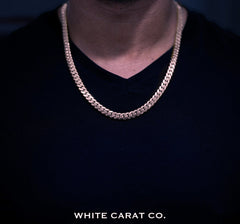 12mm - Elite Miami Cuban Chain in 10K Rose Gold - White Carat - USA & Canada