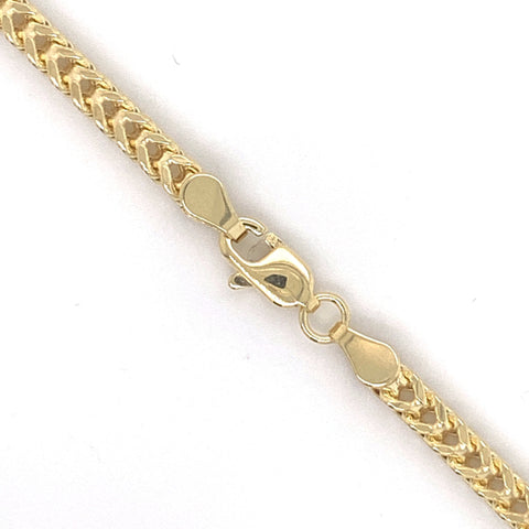 14K Solid Gold Franco Chain - 3mm - White Carat Diamonds 