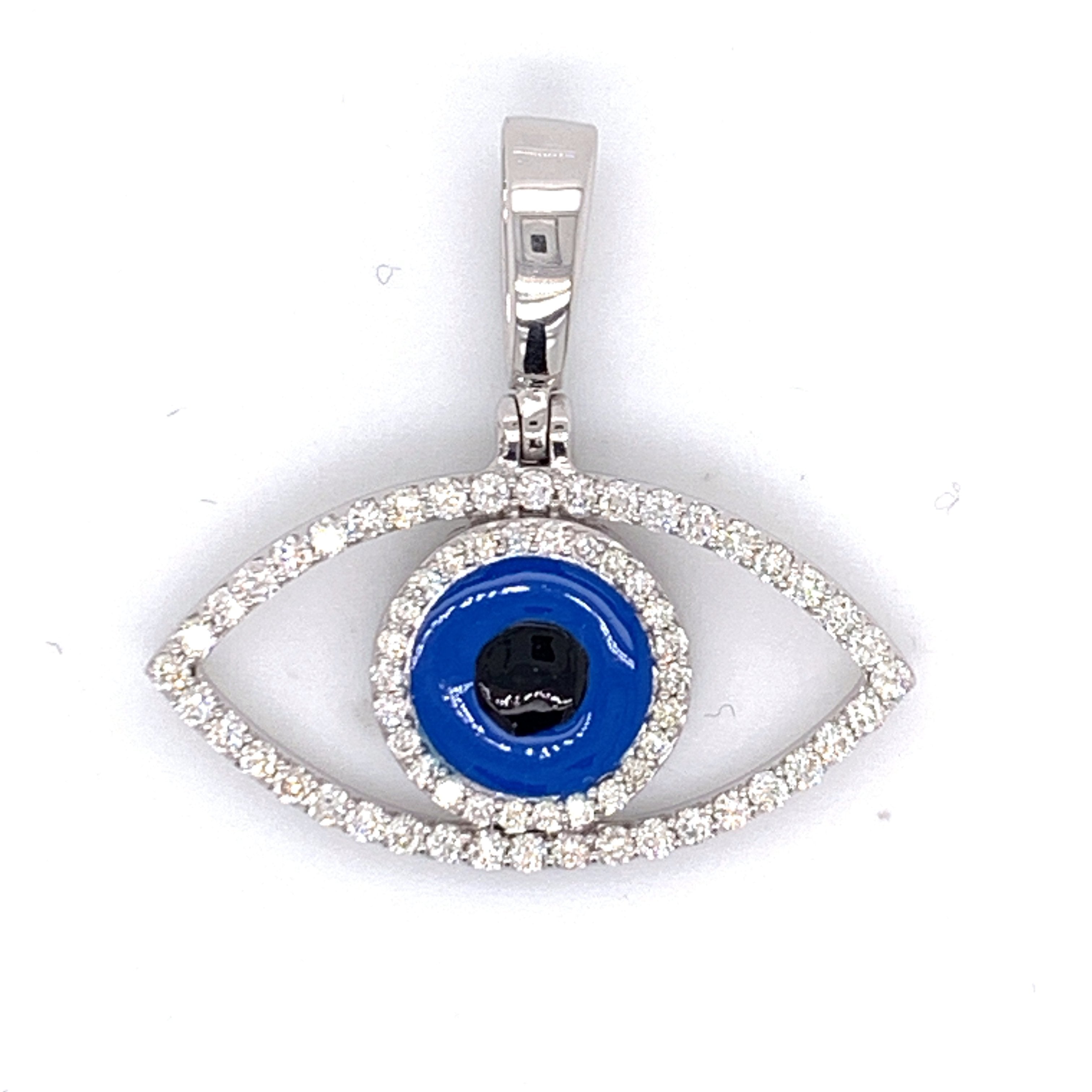 0.75 CT. Diamond Protection Evil Eye Pendant in White Gold - White Carat Diamonds 