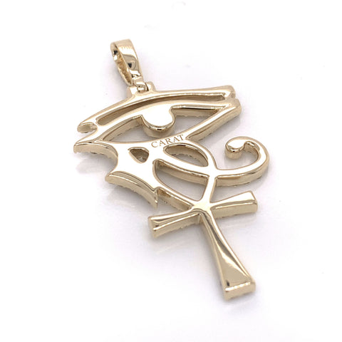 2.00 CT. Diamond Eye of Horus Cross Pendant in 10KT Gold - White Carat Diamonds 