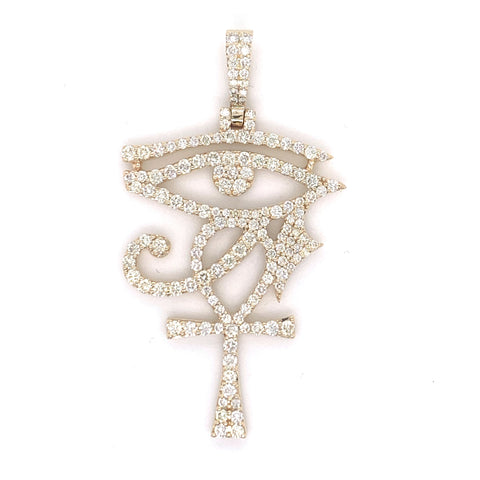 2.00 CT. Diamond Eye of Horus Cross Pendant in 10KT Gold - White Carat Diamonds 