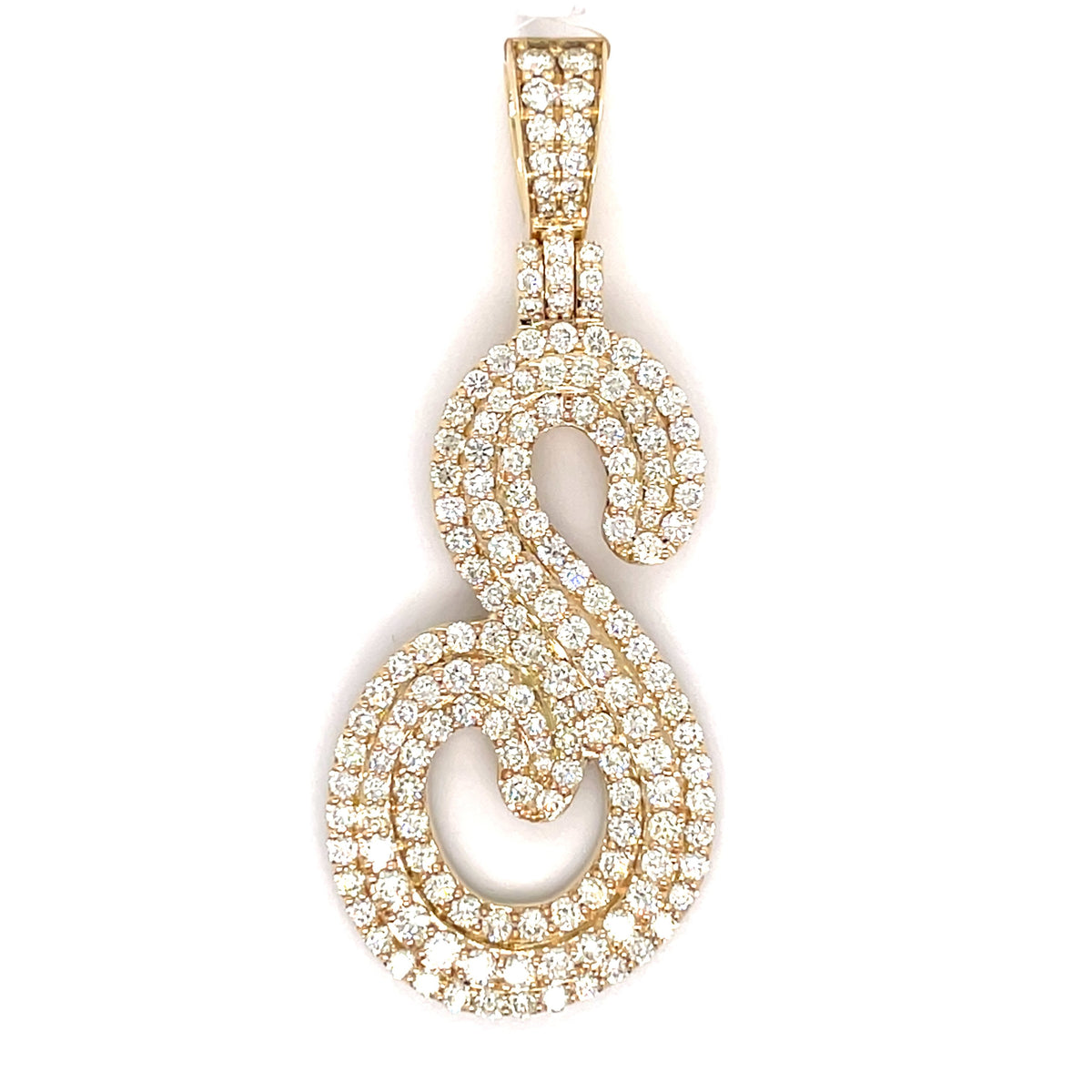 4.00 CT. Diamond Baguette Initial "S" Pendant in 10KT Gold - White Carat - USA & Canada