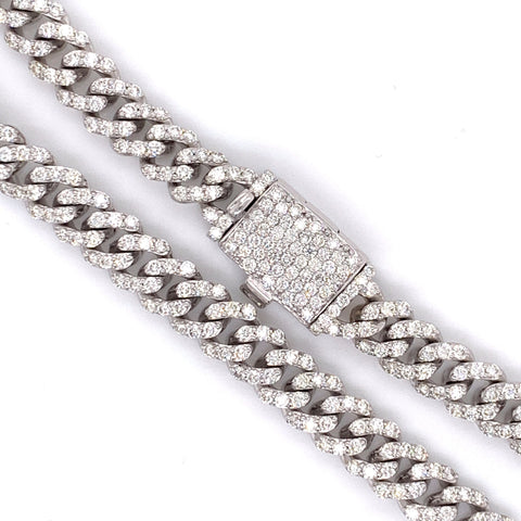 10.00 CT. Diamond Miami Cuban Chain in 10KT White Gold (Ladies) (7mm) - White Carat Diamonds 