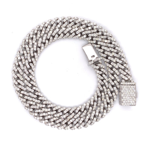 10.00 CT. Diamond Miami Cuban Chain in 10KT White Gold (Ladies) (7mm) - White Carat Diamonds 