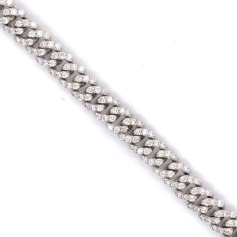 10.00 CT. Diamond Miami Cuban Chain in 10KT White Gold (Ladies) (7mm) - White Carat Diamonds 