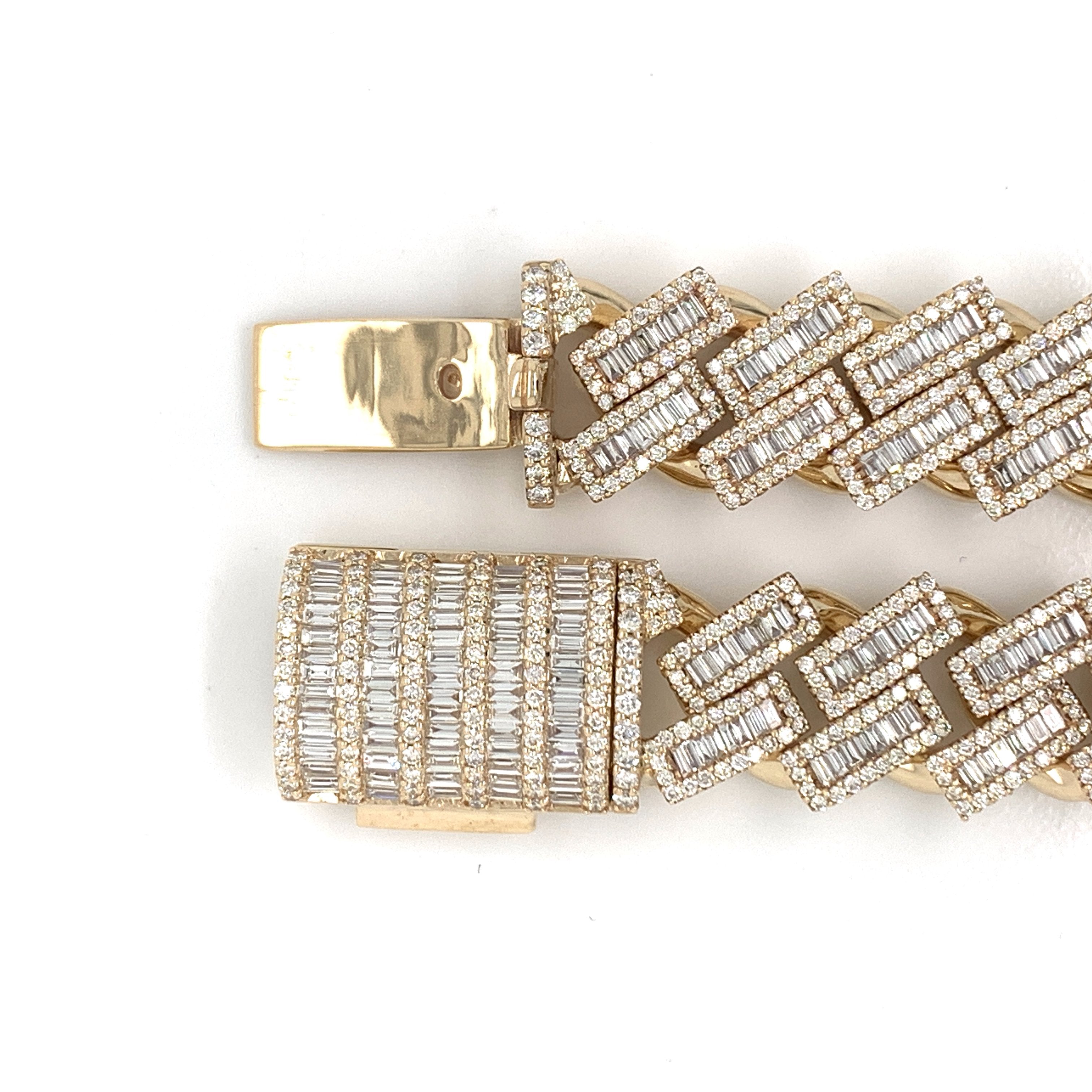 12.00 CT. VVS Diamond Claw Cuban Bracelet in Gold - 14.5mm - White Carat Diamonds 