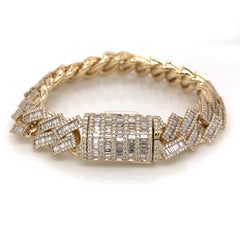12.00 CT. Diamond Claw Cuban Bracelet in Gold - 14.5mm - White Carat Diamonds 