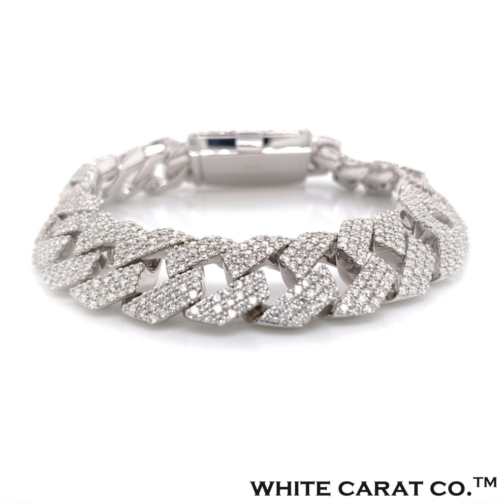 16.00 CT. VVS Diamond Smooth Edge Cuban Bracelet in Gold - White Carat - USA & Canada