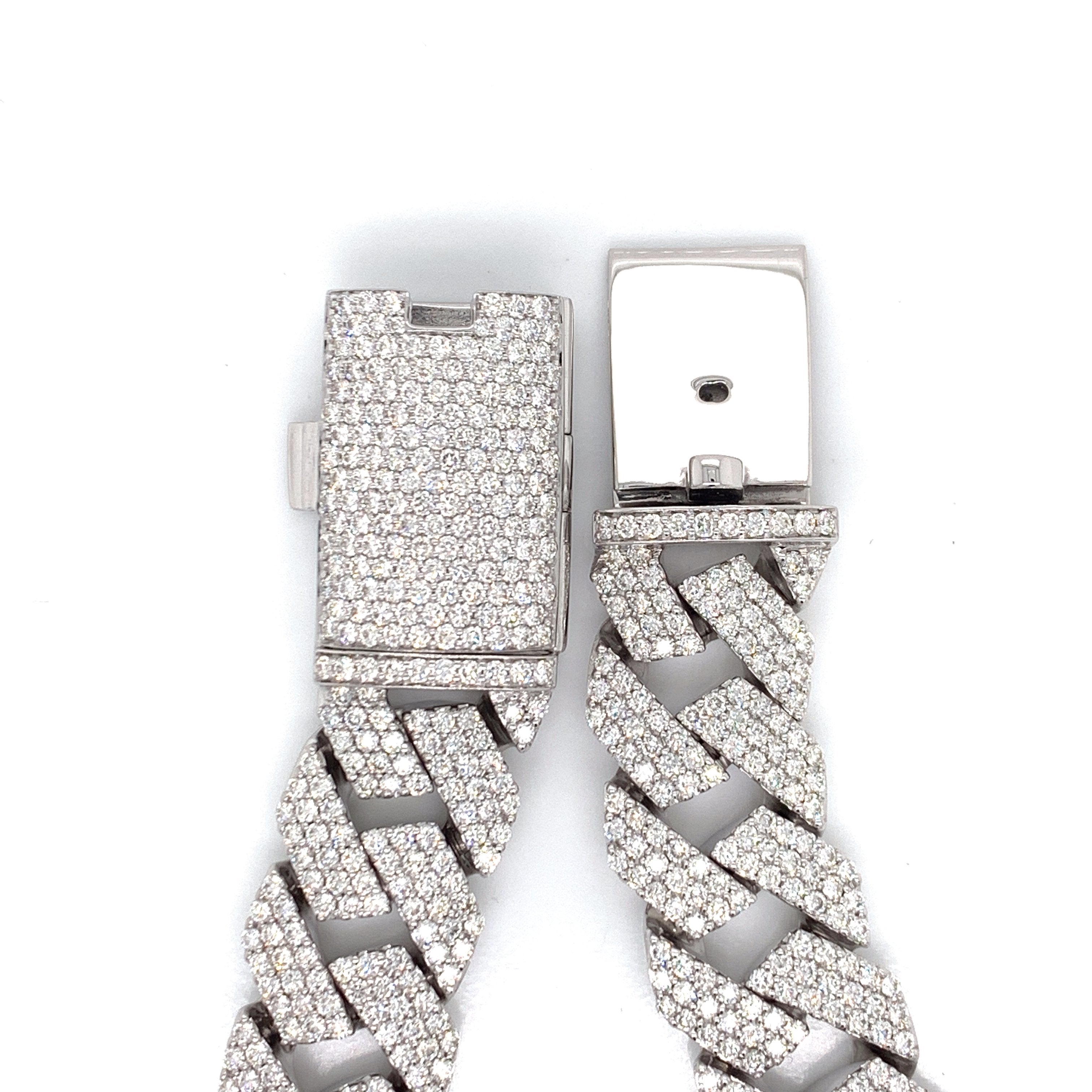 17.00 CT. Diamond Smooth Edge Cuban Bracelet in Gold - 17mm - White Carat Diamonds 