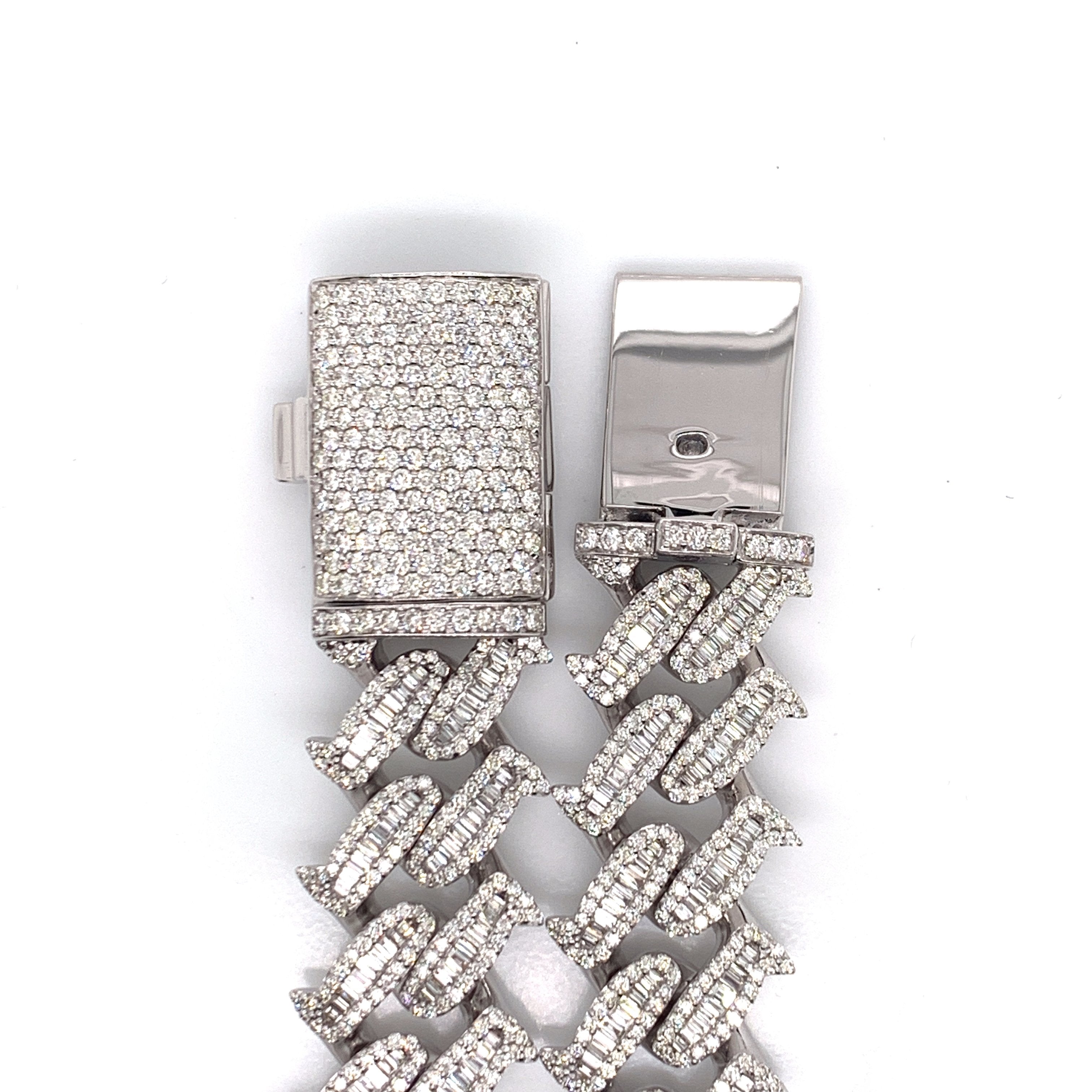 17.00 CT. Diamond Claw Cuban Bracelet in Gold - 17mm - White Carat Diamonds 
