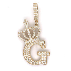 1.30 CT. Diamond Initial "G" Pendant in 10K Gold - White Carat Diamonds 