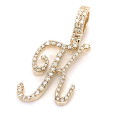 1.00 CT. Diamond Initial "K" Pendant in Gold With Chain - White Carat Diamonds 
